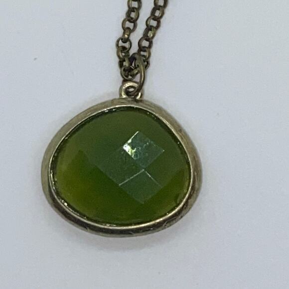 Green & Gold-Tone Rhinestone Pendant Necklace - Picture 6 of 8